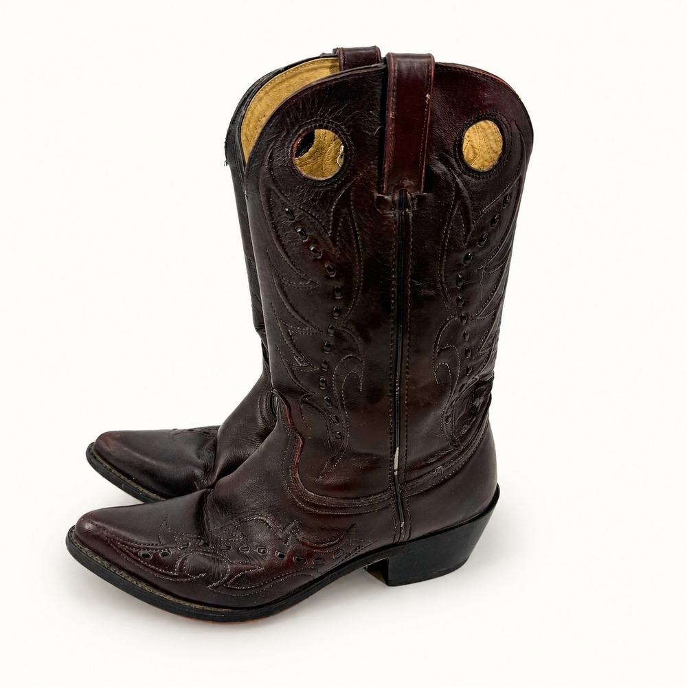 Durango Dark Cherry Buckaroo Women's 9 M Cowboy Boots RD5335 Saddle Stitching